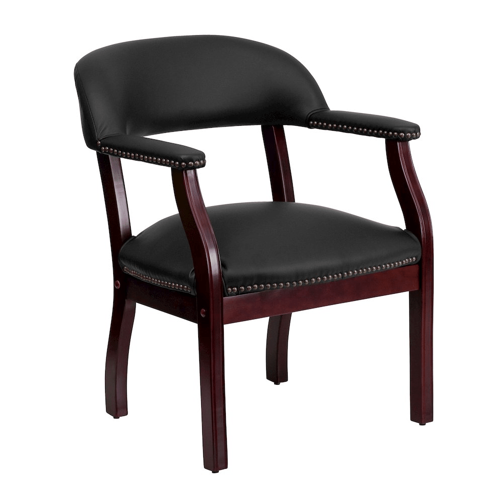 Black LeatherSoft Conference Chair with Accent Nail Trim - Mervyns