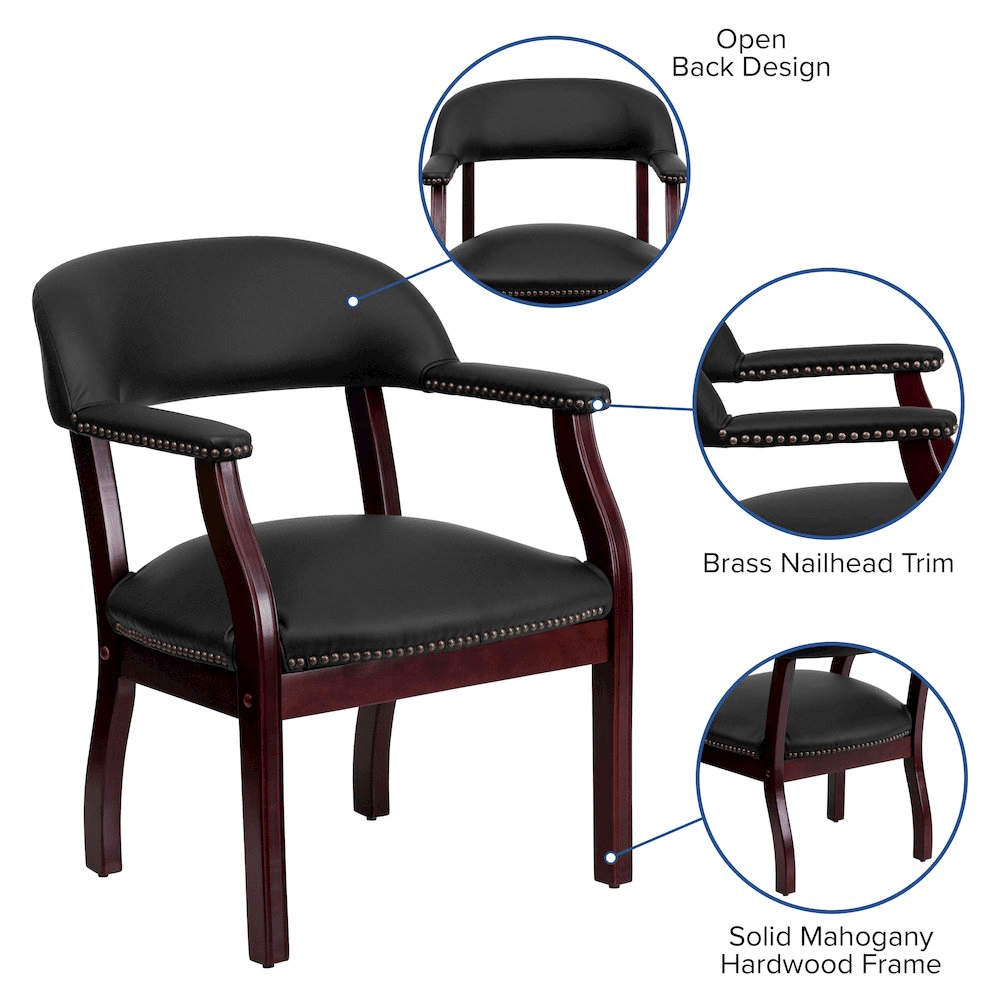 Black LeatherSoft Conference Chair with Accent Nail Trim - Mervyns