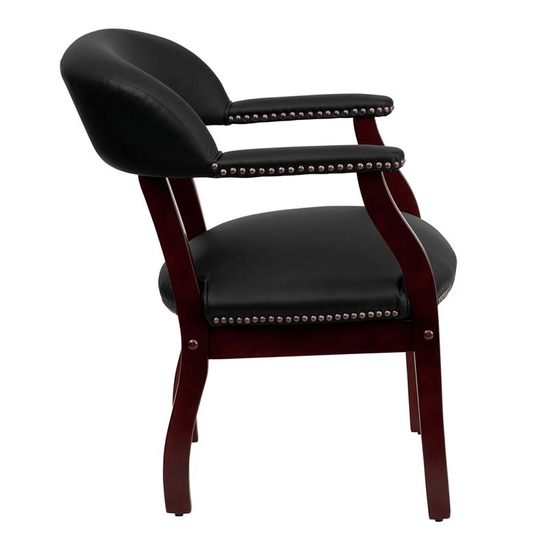 Black LeatherSoft Conference Chair with Accent Nail Trim - Mervyns