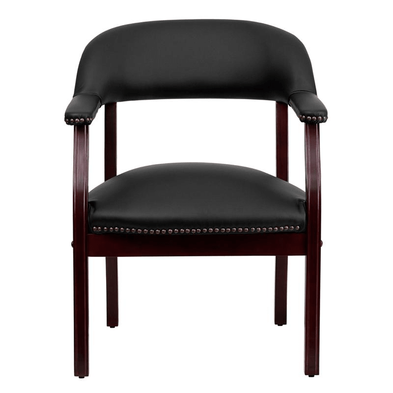 Black LeatherSoft Conference Chair with Accent Nail Trim - Mervyns