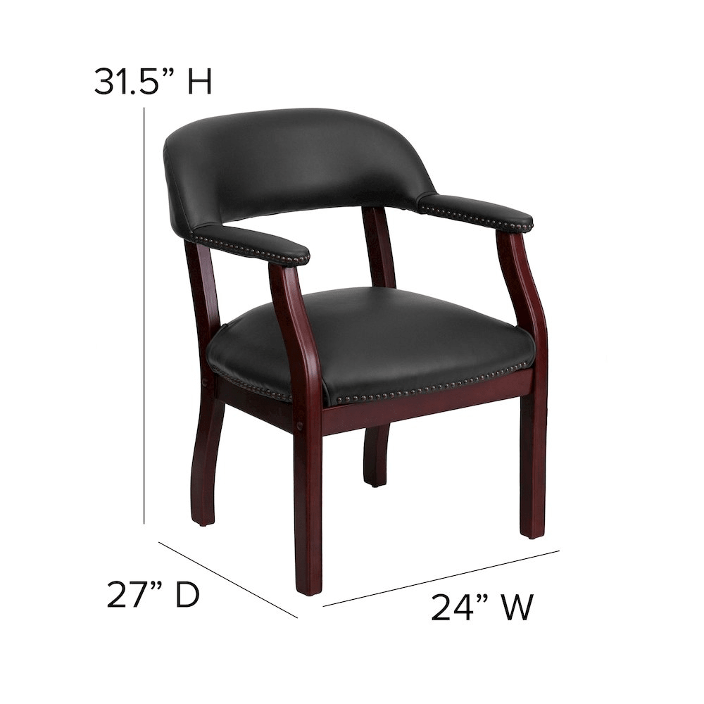Black Vinyl Luxurious Conference Chair with Accent Nail Trim - Mervyns