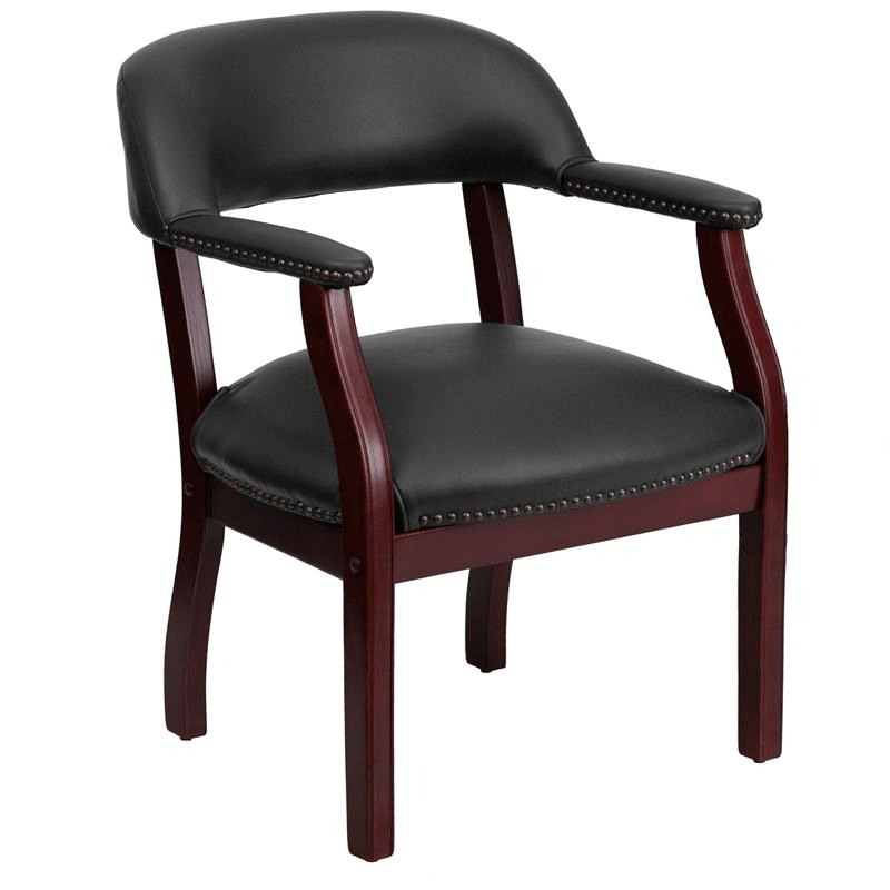 Black Vinyl Luxurious Conference Chair with Accent Nail Trim - Mervyns