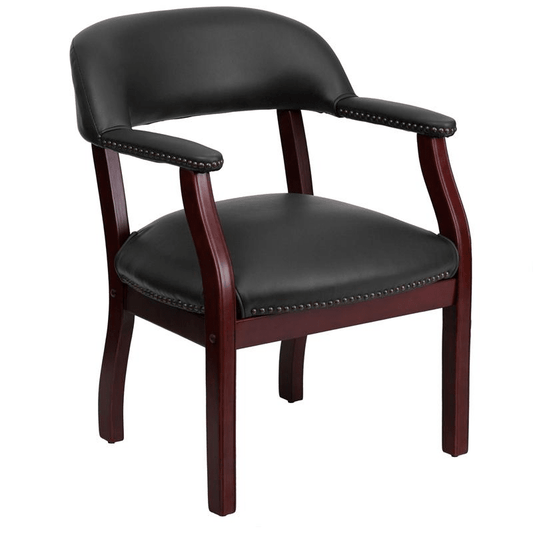 Black Vinyl Luxurious Conference Chair with Accent Nail Trim - Mervyns