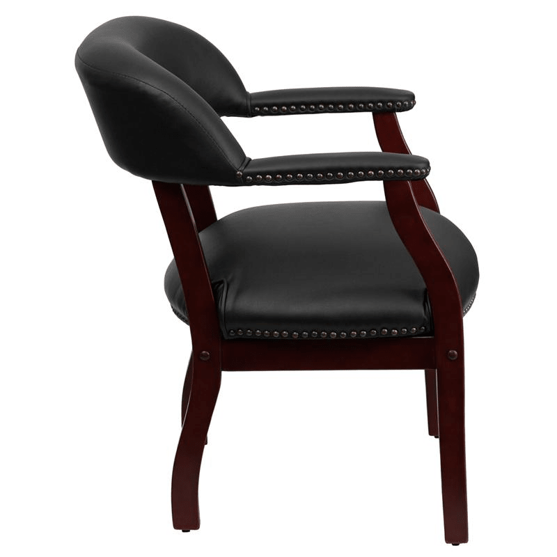 Black Vinyl Luxurious Conference Chair with Accent Nail Trim - Mervyns