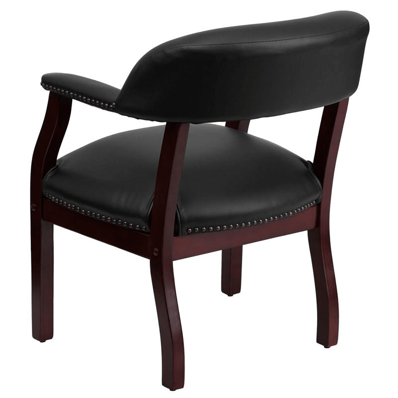 Black Vinyl Luxurious Conference Chair with Accent Nail Trim - Mervyns