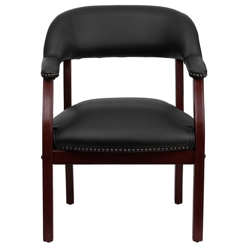 Black Vinyl Luxurious Conference Chair with Accent Nail Trim - Mervyns