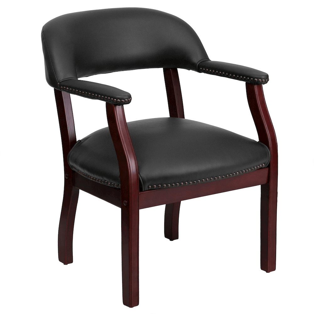 Black Vinyl Luxurious Conference Chair with Accent Nail Trim - Mervyns