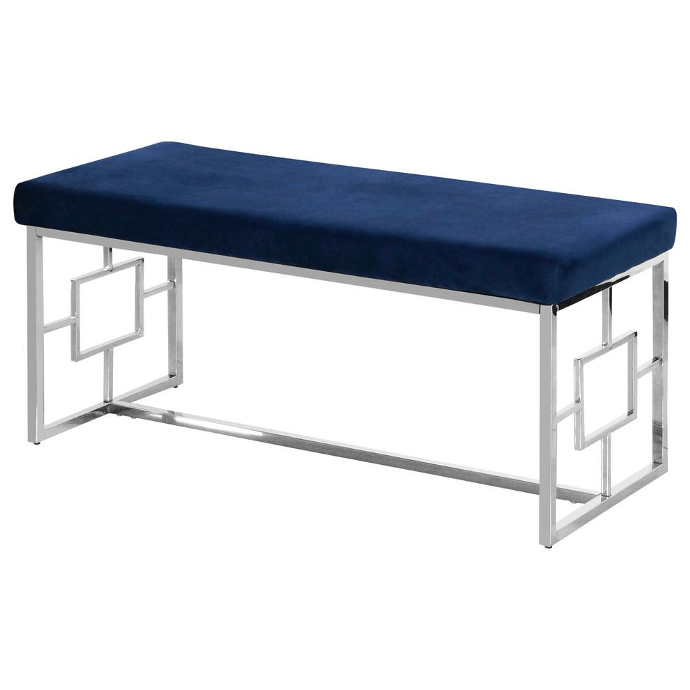 Blue and Silver Stainless Steel Bench - Mervyns