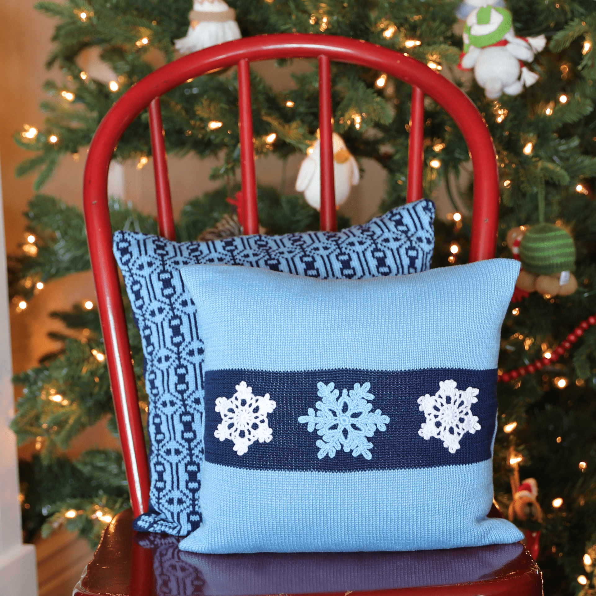 Blue Snowflake Pillow, 12" - Mervyns