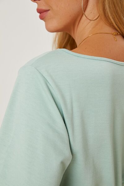 Boat Neck Lantern Sleeve Blouse - Mervyns