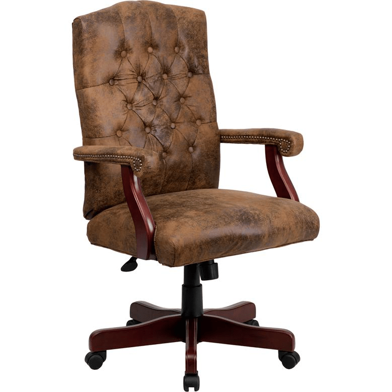 Bomber Brown Classic Executive Swivel Office Chair with Arms - Mervyns