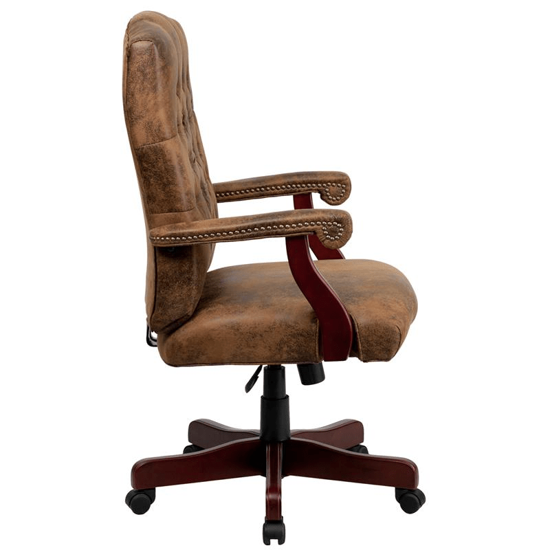 Bomber Brown Classic Executive Swivel Office Chair with Arms - Mervyns