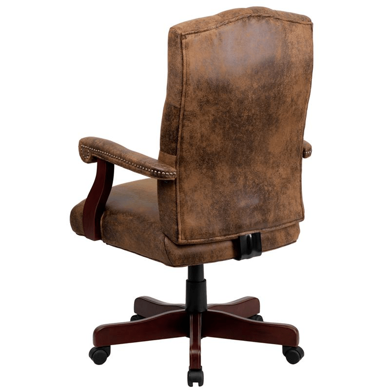 Bomber Brown Classic Executive Swivel Office Chair with Arms - Mervyns