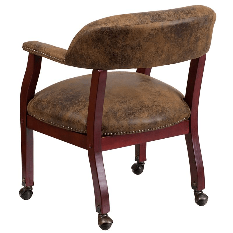 Bomber Jacket Brown Luxurious Conference Chair with Accent Nail Trim and Casters - Mervyns