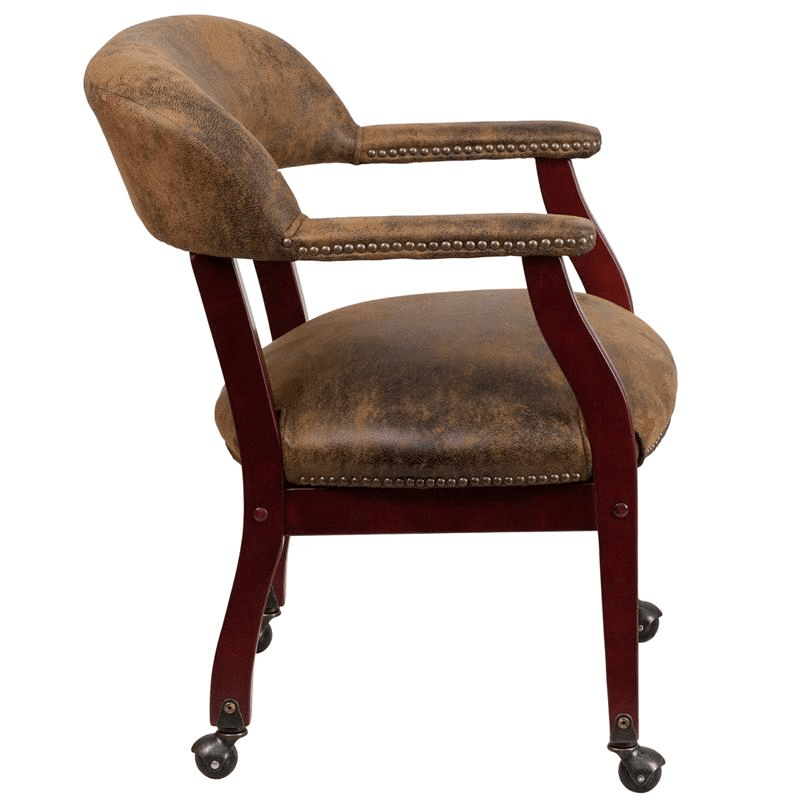 Bomber Jacket Brown Luxurious Conference Chair with Accent Nail Trim and Casters - Mervyns