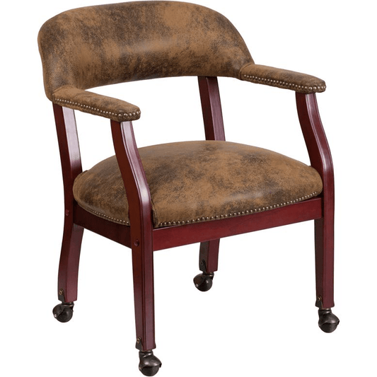 Bomber Jacket Brown Luxurious Conference Chair with Accent Nail Trim and Casters - Mervyns