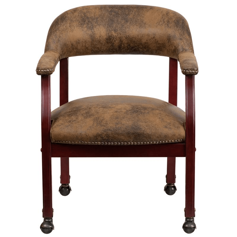 Bomber Jacket Brown Luxurious Conference Chair with Accent Nail Trim and Casters - Mervyns