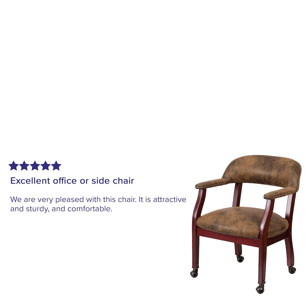 Bomber Jacket Brown Luxurious Conference Chair with Accent Nail Trim and Casters - Mervyns