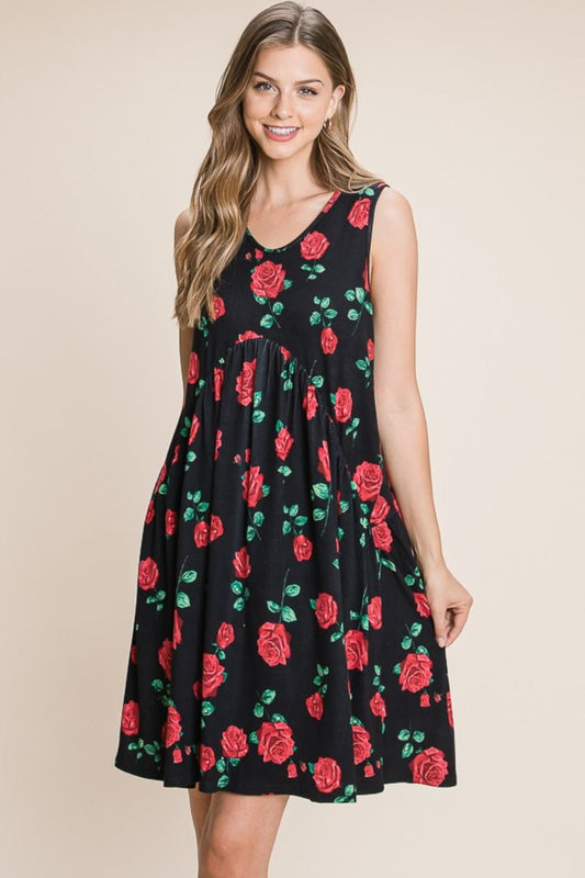 BOMBOM Floral Ruched Tank Dress - Mervyns