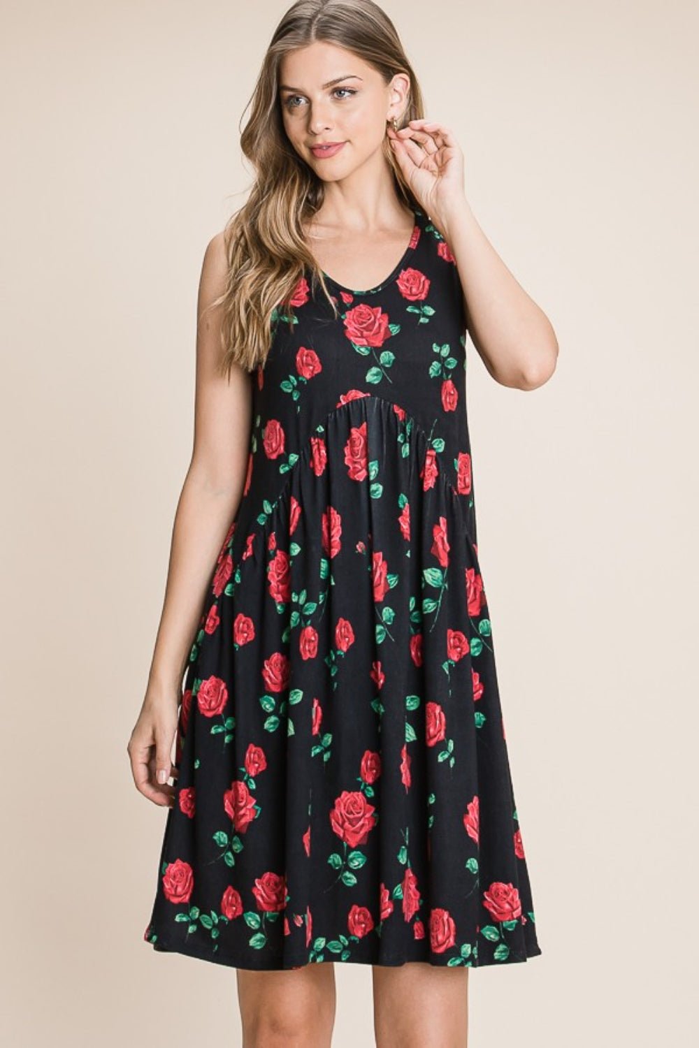 BOMBOM Floral Ruched Tank Dress - Mervyns