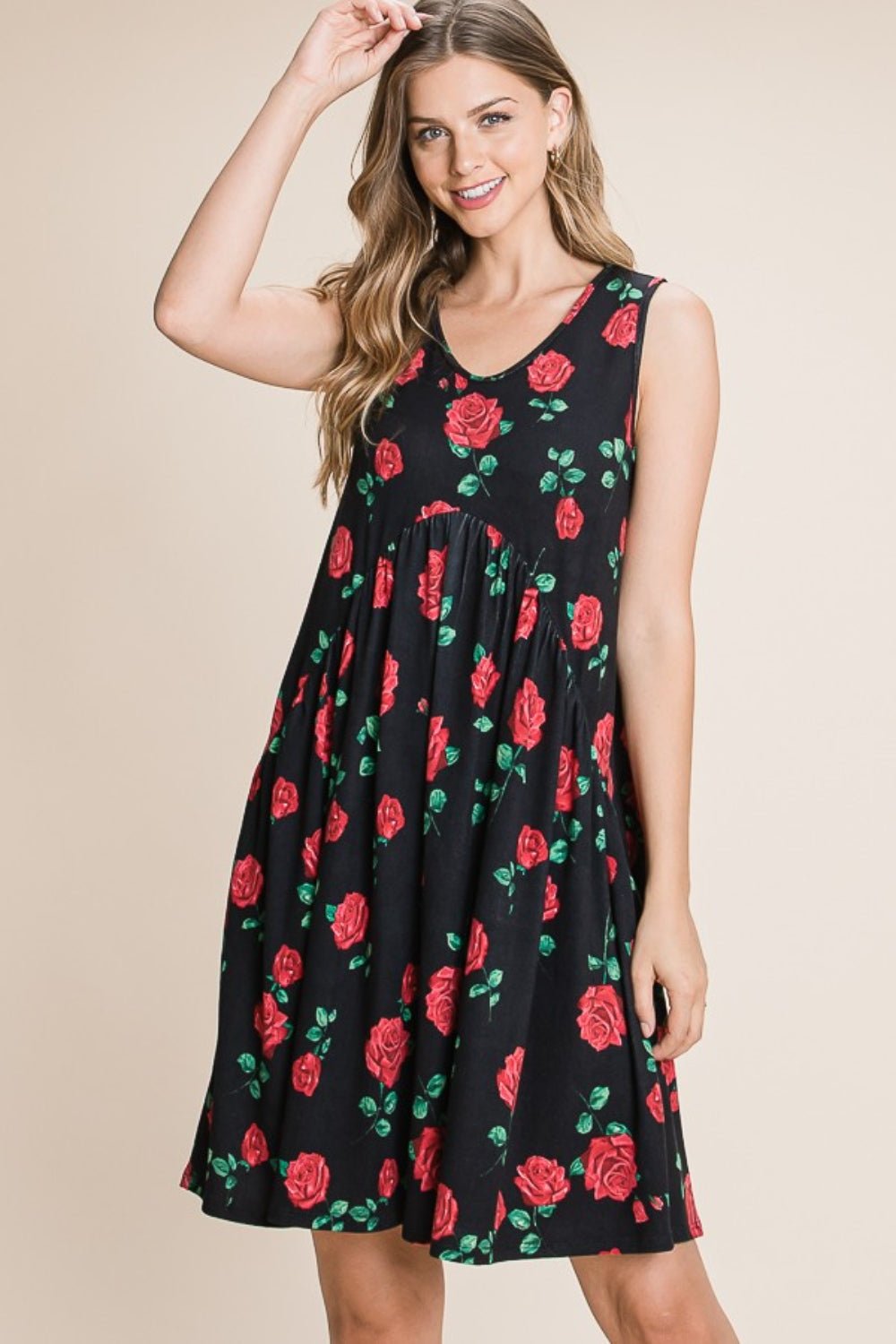 BOMBOM Floral Ruched Tank Dress - Mervyns