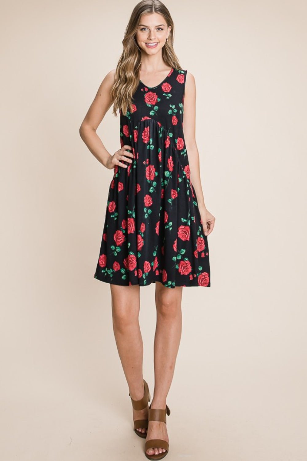 BOMBOM Floral Ruched Tank Dress - Mervyns