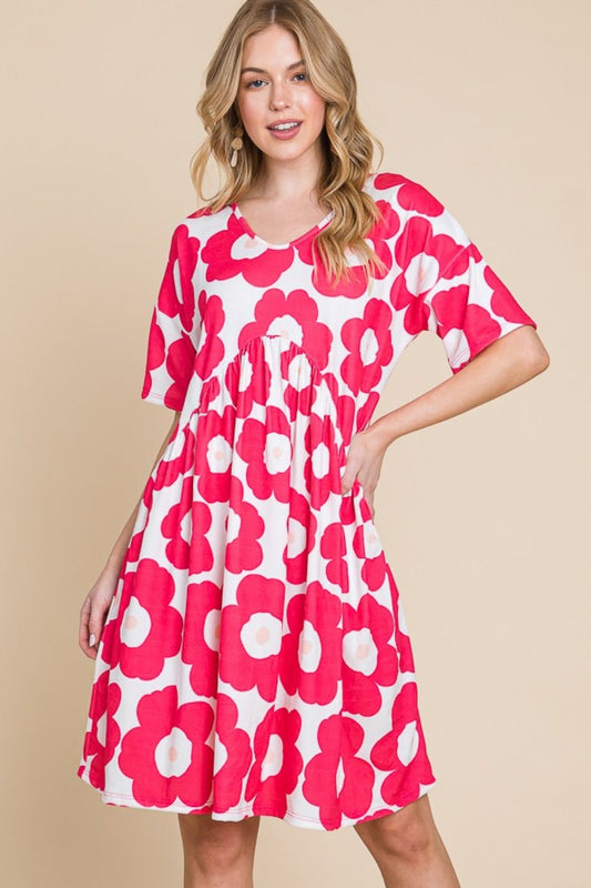 BOMBOM Flower Print Ruched Dress - Mervyns