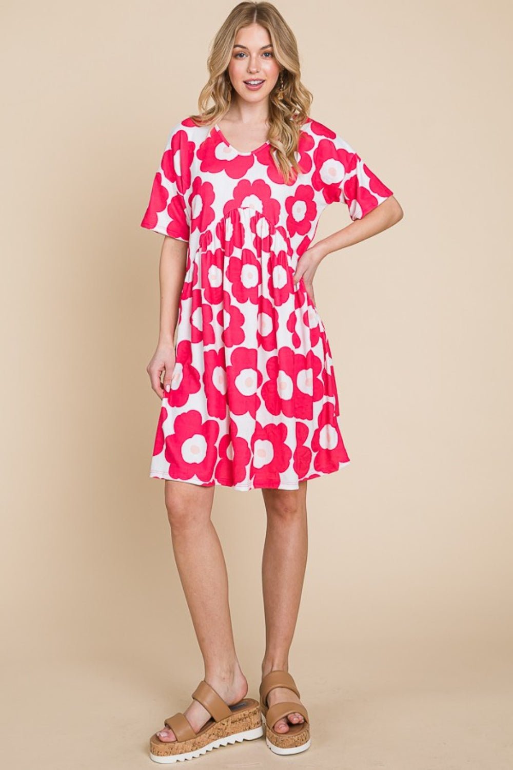 BOMBOM Flower Print Ruched Dress - Mervyns