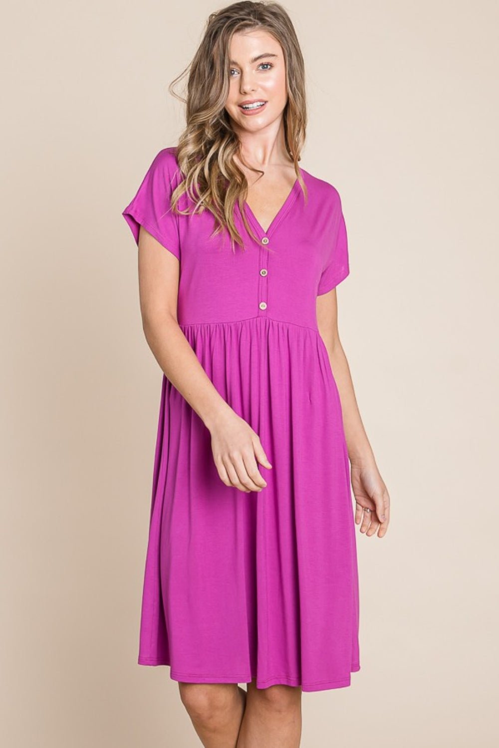 BOMBOM V - Neck Short Sleeve Dress - Mervyns