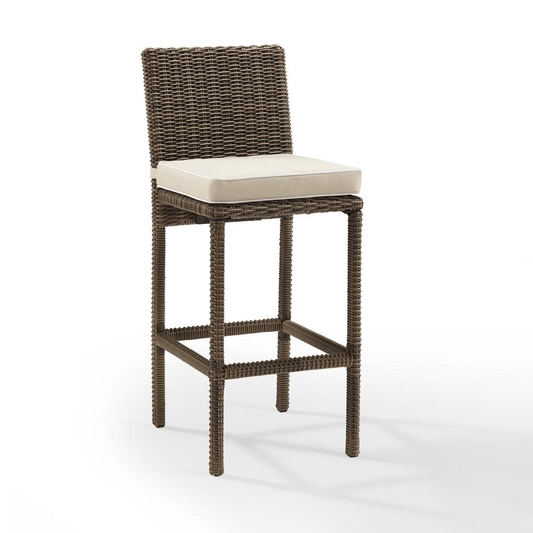 Bradenton 2Pc Outdoor Wicker Bar Height Bar Stool Set Sand/Weathered Brown - 2 Bar Stools - Mervyns