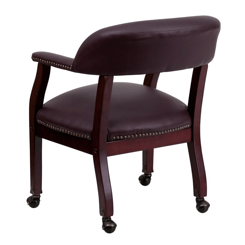 Burgundy LeatherSoft Conference Chair with Accent Nail Trim and Casters - Mervyns