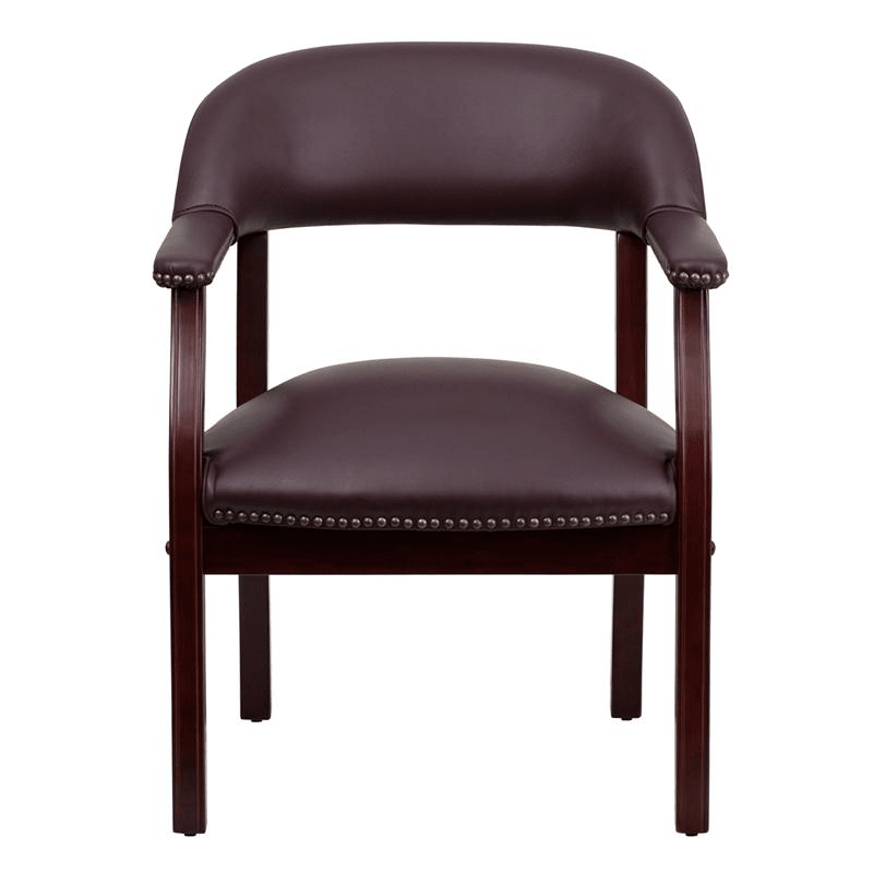 Burgundy LeatherSoft Conference Chair with Accent Nail Trim - Mervyns
