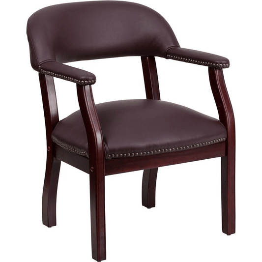 Burgundy LeatherSoft Conference Chair with Accent Nail Trim - Mervyns