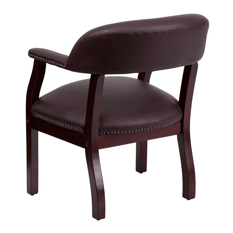 Burgundy LeatherSoft Conference Chair with Accent Nail Trim - Mervyns
