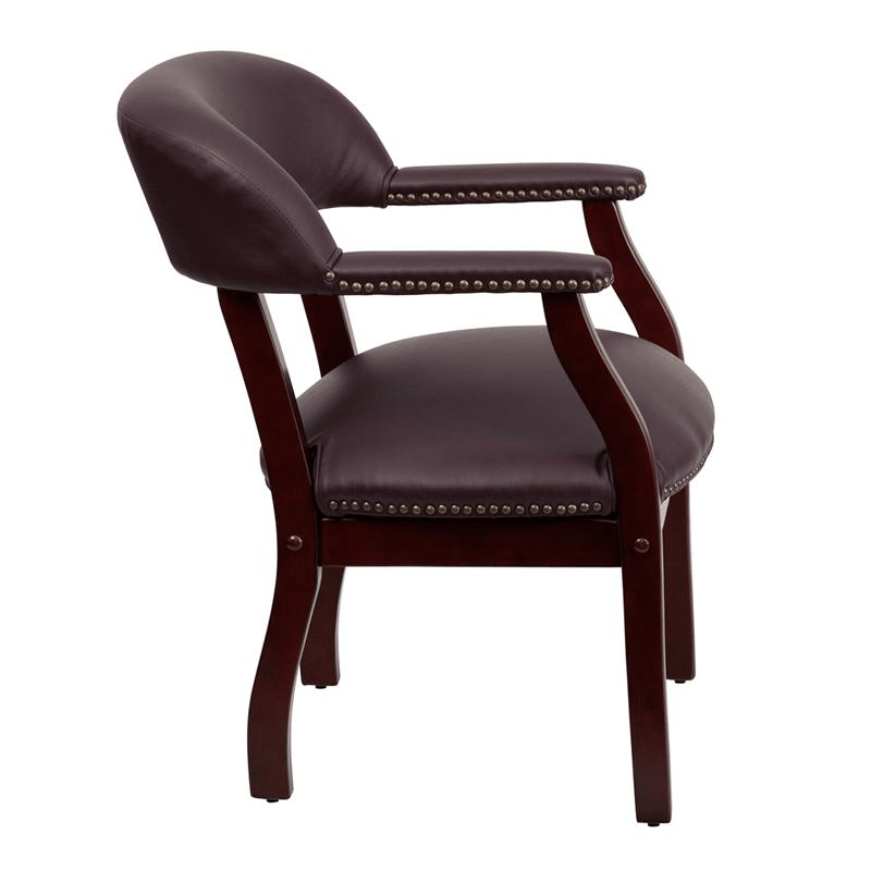 Burgundy LeatherSoft Conference Chair with Accent Nail Trim - Mervyns