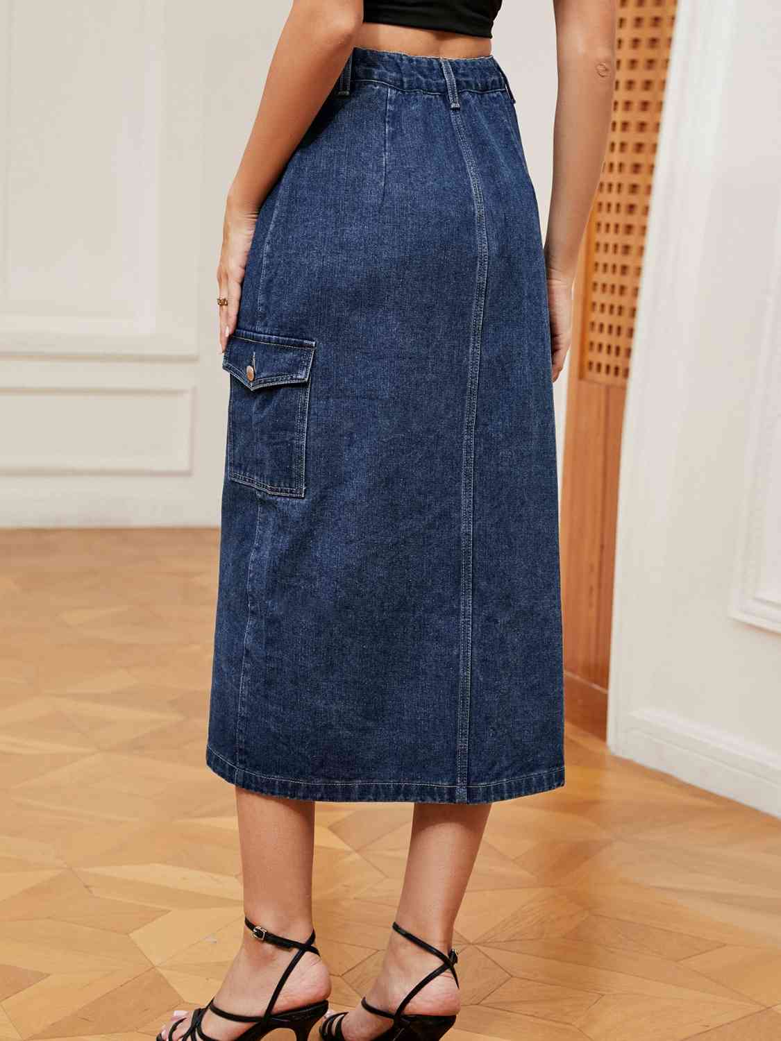 Button Down Denim Skirt - Mervyns