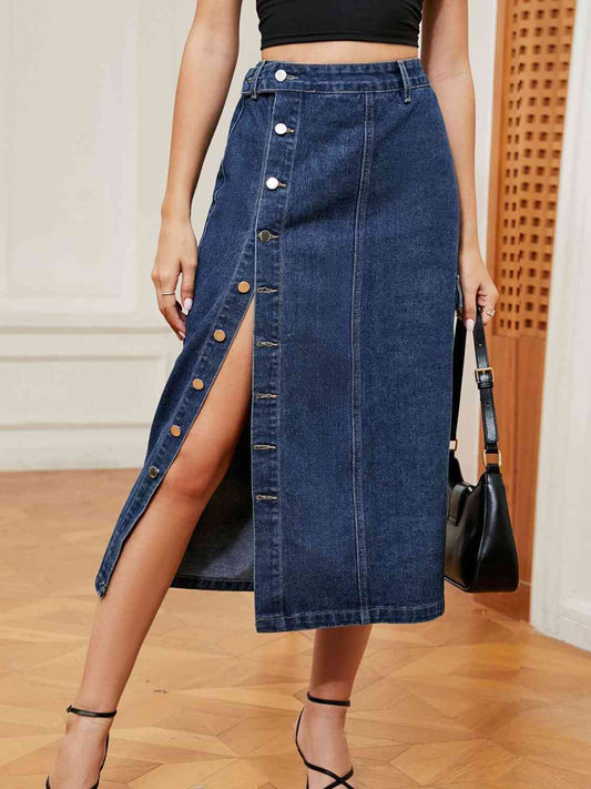 Button Down Denim Skirt - Mervyns