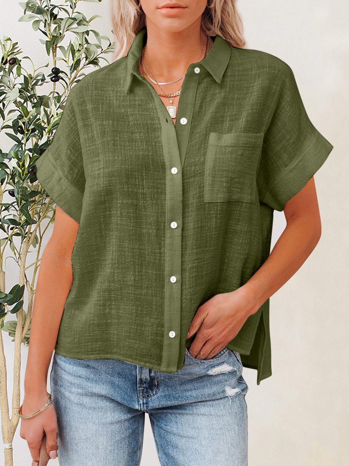 Button Up Short Sleeve Shirt - Mervyns