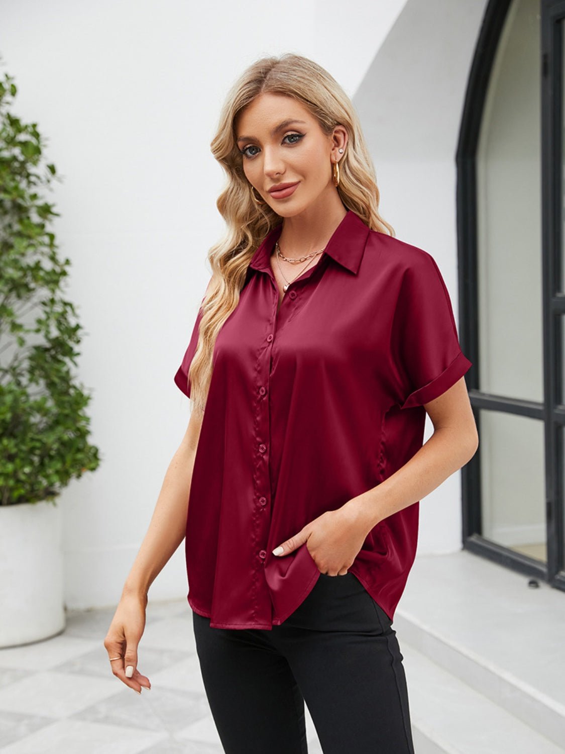 Button Up Short Sleeve Shirt - Mervyns