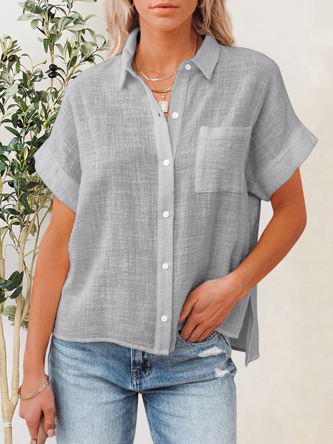 Button Up Short Sleeve Shirt - Mervyns