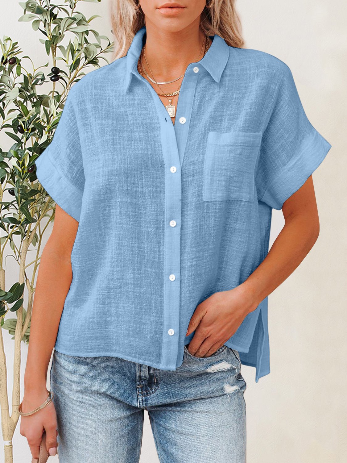 Button Up Short Sleeve Shirt - Mervyns