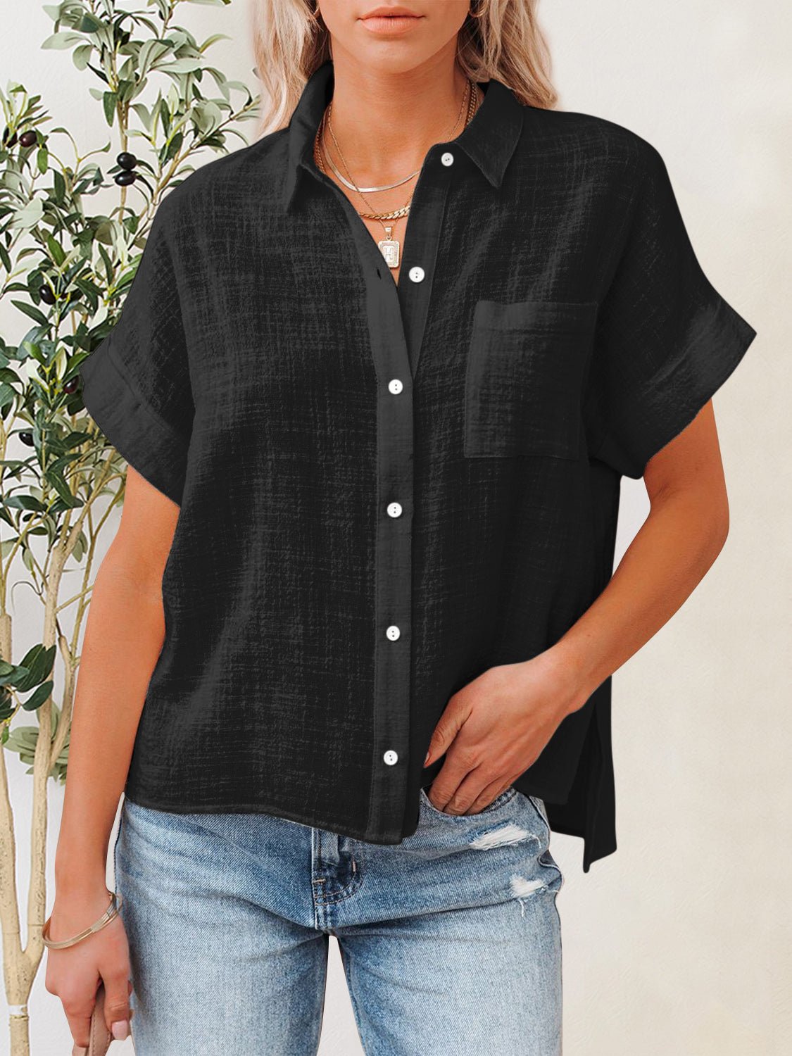 Button Up Short Sleeve Shirt - Mervyns