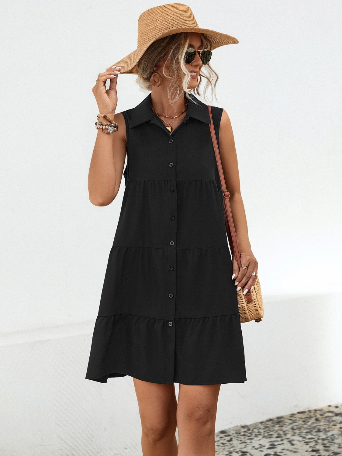 Button Up Sleeveless Mini Dress - Mervyns