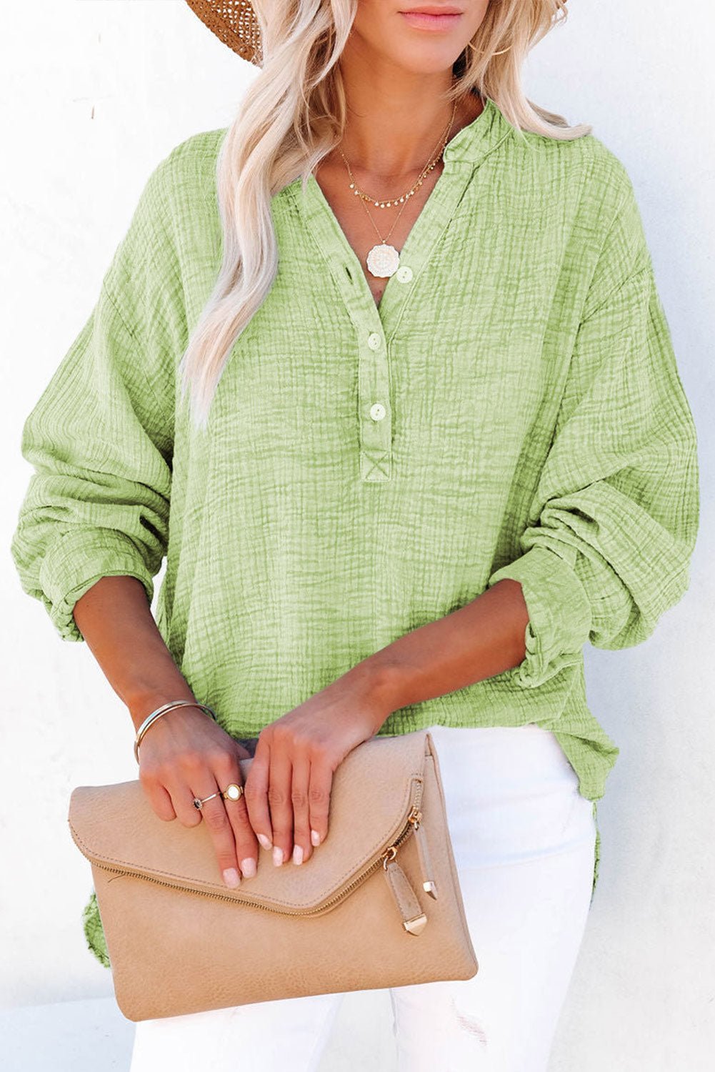 Buttoned Long Sleeve Blouse - Mervyns