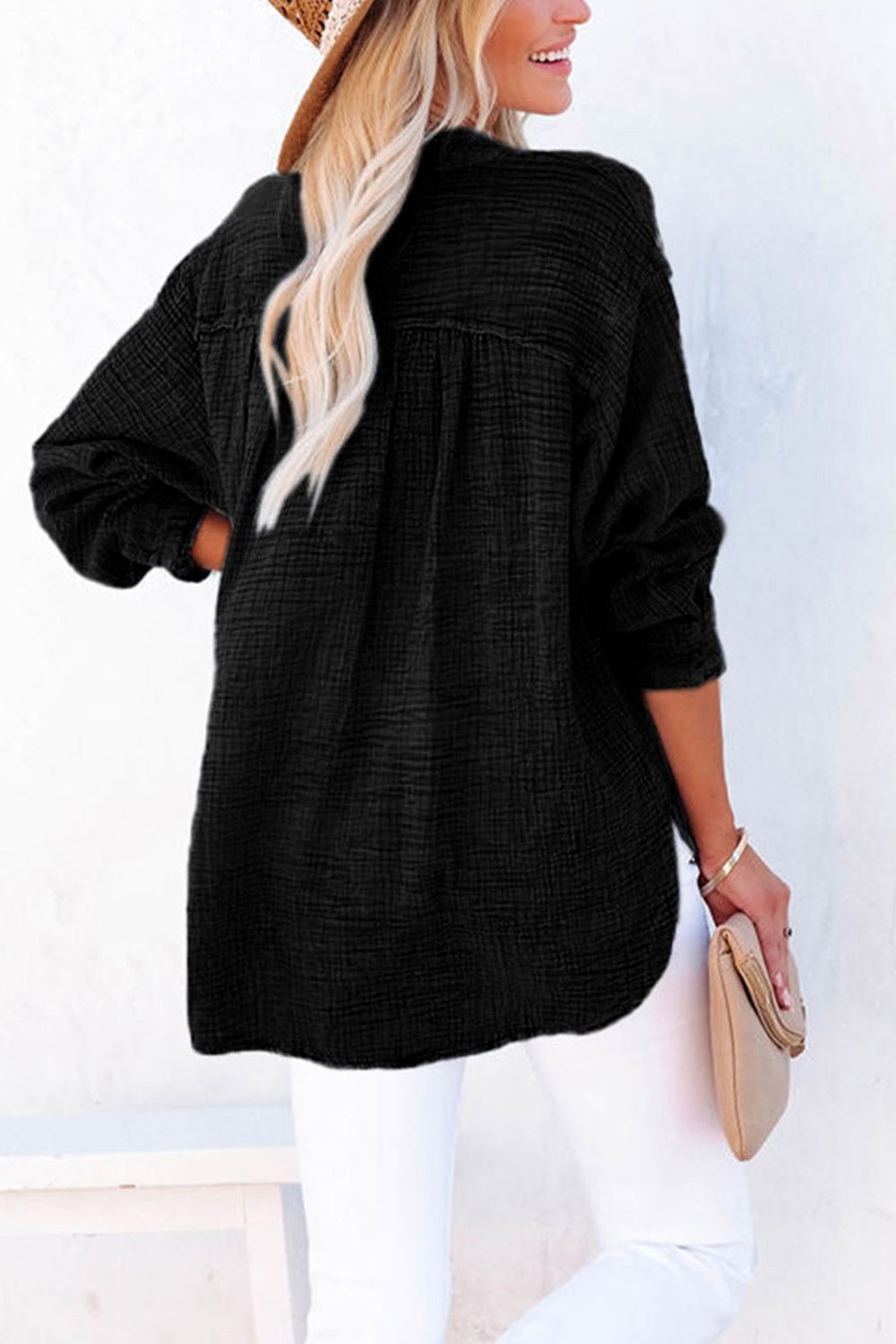 Buttoned Long Sleeve Blouse - Mervyns