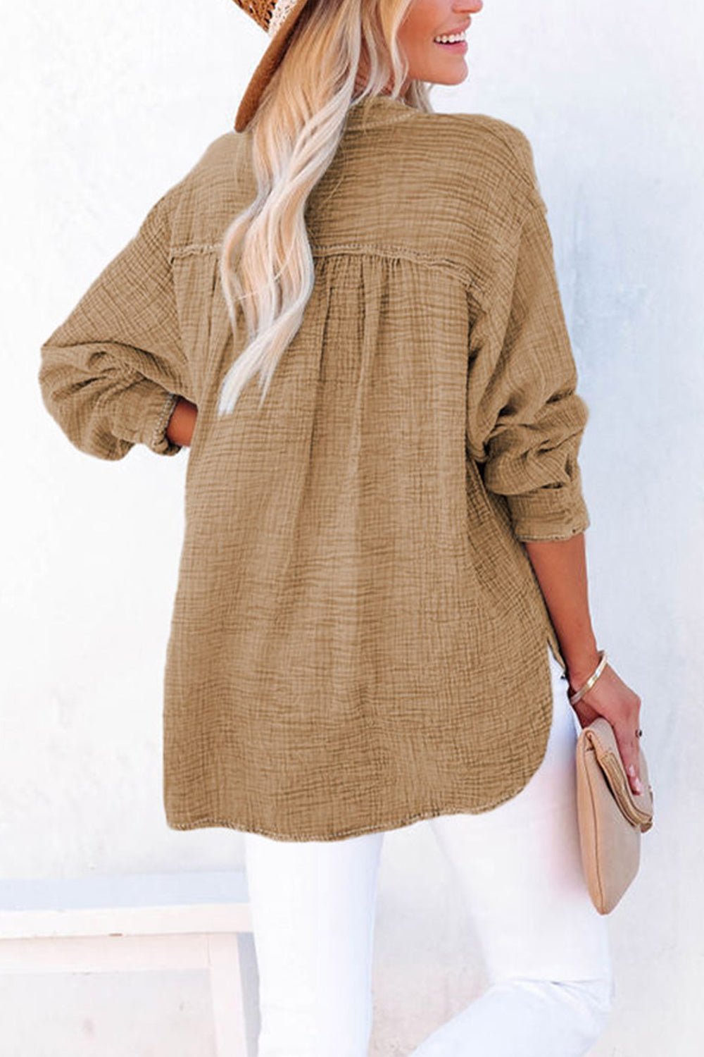 Buttoned Long Sleeve Blouse - Mervyns