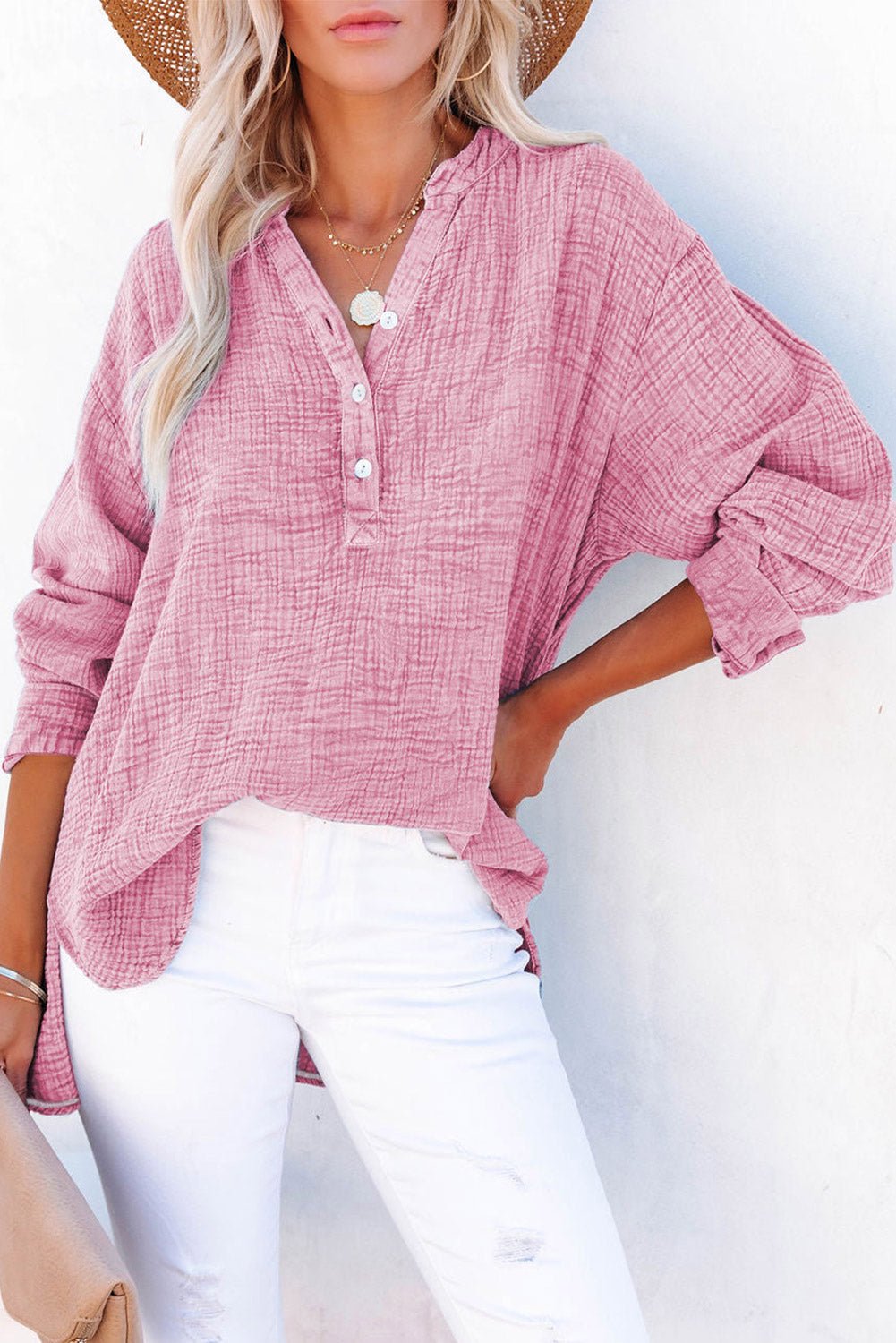 Buttoned Long Sleeve Blouse - Mervyns