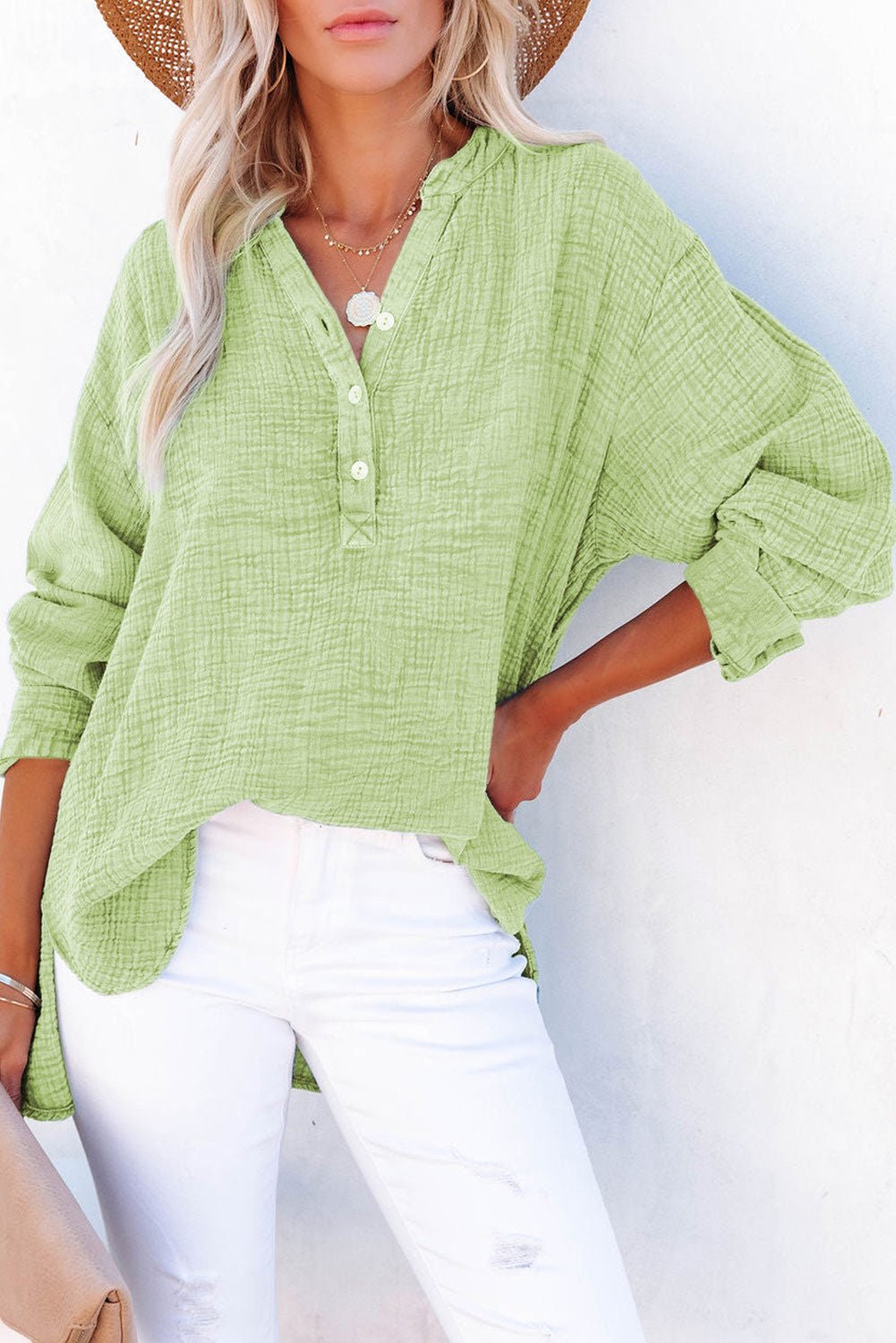 Buttoned Long Sleeve Blouse - Mervyns