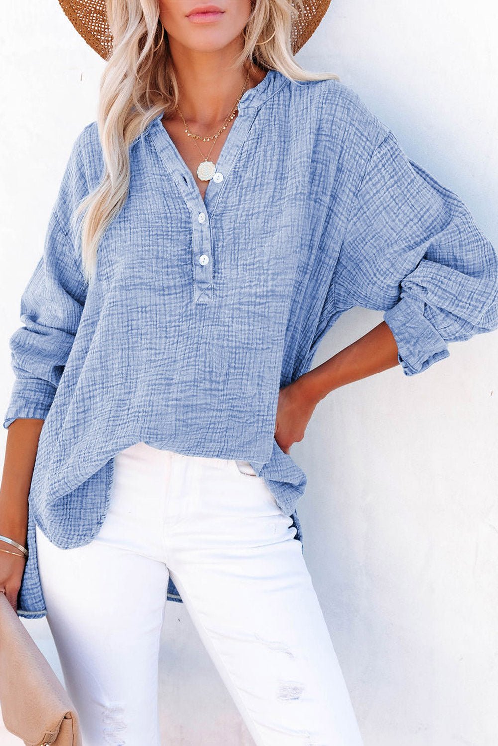 Buttoned Long Sleeve Blouse - Mervyns