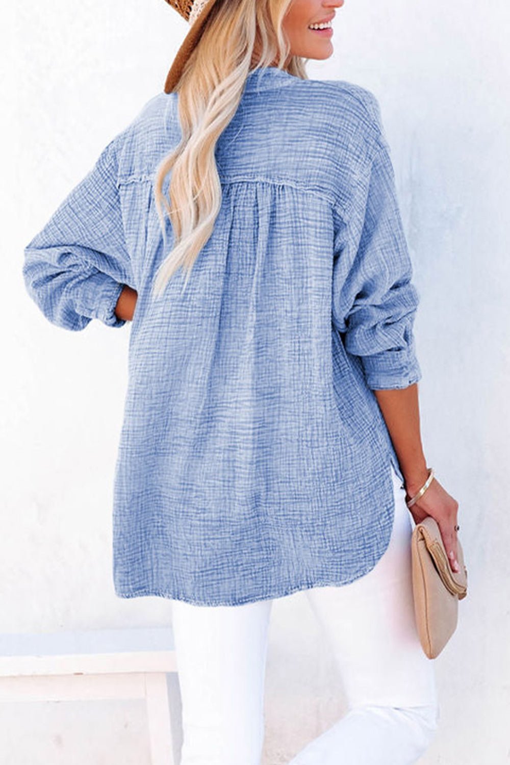 Buttoned Long Sleeve Blouse - Mervyns